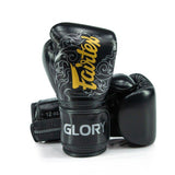 Fairtex BGVG3 GLORY MUAY THAI BOXING GLOVES 10-16 oz Black Silver