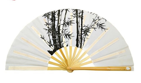 Tai Chi / Kung Fu / Martial Art Combat Performing Left / Right Hand Bamboo Fan 33 cm -MAF025d White Black