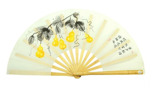 Tai Chi / Kung Fu / Martial Art Combat Performing Left / Right Hand Bamboo Fan 33 cm -MAF042 White