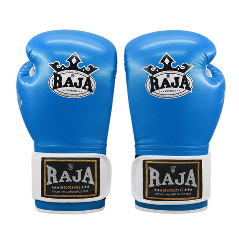RAJA RBGP-8 MUAY THAI BOXING GLOVES Cooltex PU Leather 8-12 oz Blue