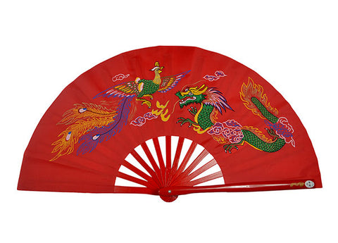 Tai Chi / Kung Fu / Martial Art Combat Performing Left / Right Hand Bamboo Fan 37 cm -MAF004a Phoenix & Dragon  Logo