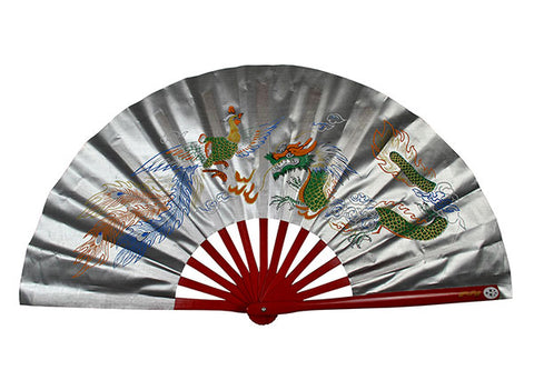 Tai Chi / Kung Fu / Martial Art Combat Performing Left / Right Hand Bamboo Fan 33 cm -MAF004g Phoenix & Dragon Logo