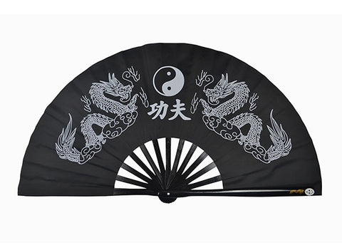 Tai Chi / Kung Fu / Martial Art Combat Performing Left / Right Hand Bamboo Fan 33 cm -MAF005e Double Dragon Logo
