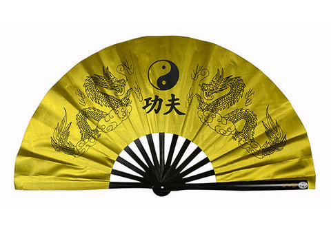 Tai Chi / Kung Fu / Martial Art Combat Performing Left / Right Hand Bamboo Fan 33 cm -MAF005k Double Dragon Logo