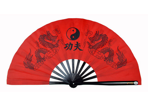 Tai Chi / Kung Fu / Martial Art Combat Performing Left / Right Hand Bamboo Fan 33 cm -MAF005c Double Dragon Logo