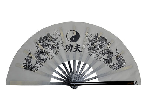 Tai Chi / Kung Fu / Martial Art Combat Performing Left / Right Hand Bamboo Fan 33 cm -MAF005g Double Dragon Logo