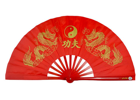 Tai Chi / Kung Fu / Martial Art Combat Performing Left / Right Hand Bamboo Fan 33 cm -MAF005b Double Dragon Logo
