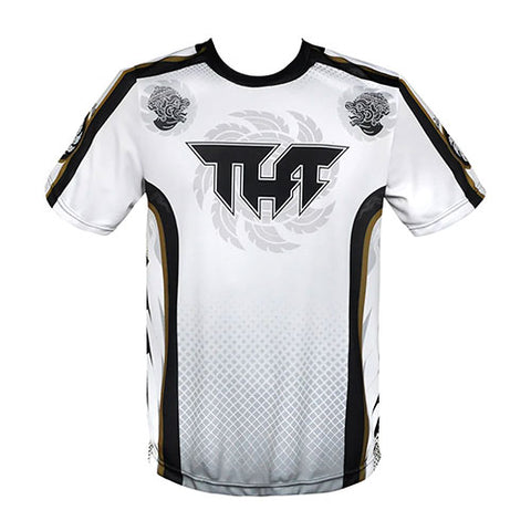 TUFF TS008 Muay Thai T Shirt White Shirt Rowel With Double Hanuman Head Size XXS-XL