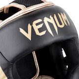 VENUM -1395-126 ELITE MUAY THAI BOXING MMA SPARRING HEADGEAR HEAD GUARD PROTECTOR SIZE FREE Black Gold