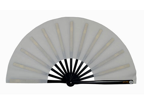 Tai Chi / Kung Fu / Martial Art Combat Performing Left / Right Hand Bamboo Fan 33 cm -MAF012a White- Black Tang