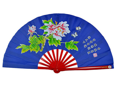 Tai Chi / Kung Fu / Martial Art Combat Performing Left / Right Hand Bamboo Fan 33 cm -MAF006e Peony Logo with Poem