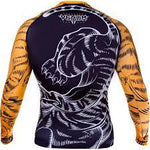 VENUM-1356 TIGER MMA Muay Thai Boxing Rashguard Compression T-shirt - LONG SLEEVES XS-XXL Black Orange