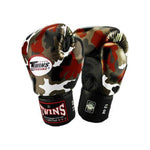 TWINS SPECIAL MUAY THAI BOXING GLOVES Leather 8-16 oz FBGV-ARMY RED