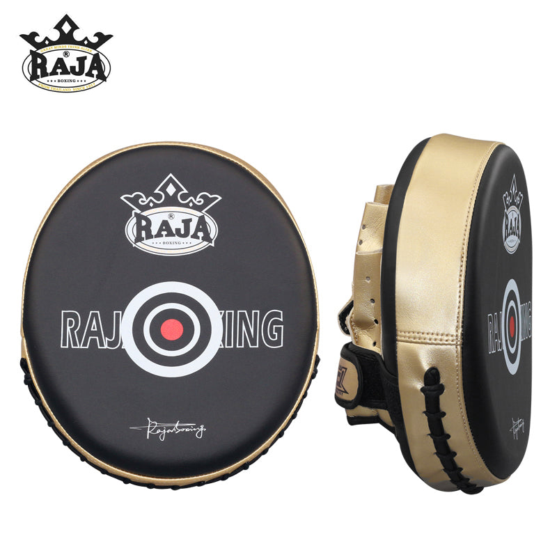 RAJA RTPL-9 DELUXE MUAY THAI BOXING MMA PUNCHING AIR FOCUS MITTS PADS Cowhide Leather 25.5 x 22 x 9 cm