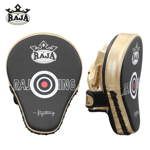 RAJA RTPL-6 DELUXE CURVED MUAY THAI BOXING MMA PUNCHING AIR FOCUS MITTS PADS Cowhide Leather 27 x 20 x 6 cm