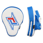RAJA RTPP-6 CURVED MUAY THAI BOXING MMA PUNCHING AIR FOCUS MITTS PADS Light Weight Cooltex PU Leather 26 x 19.5 x 4 cm White Blue