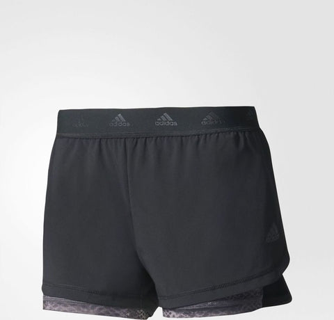 ADIDAS Women 2-In-1 Sports Fitness Running Shorts Size S-L
