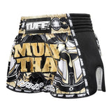 Tuff MS202 Muay Thai Boxing Shorts S-XXL New Retro Style Golden Gladiator in Black