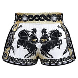 Tuff MS202 Muay Thai Boxing Shorts S-XXL New Retro Style Golden Gladiator in White