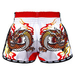 Tuff MS204 Muay Thai Boxing Shorts S-XXL New Retro Style White Chinese Dragon