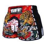 Tuff MS204 Muay Thai Boxing Shorts S-XXL New Retro Style Red Chinese Dragon and Tiger