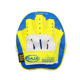RAJA RTPP-7 CURVED MUAY THAI BOXING MMA PUNCHING SMALL AIR FOCUS MITTS PADS Light Weight Cooltex PU Leather 21 x 17.5 x 3 cm Blue Yellow