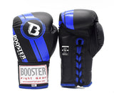 BOOSTER BGL 1 V3 LACE UP PROFESSIONAL MUAY THAI BOXING GLOVES Leather 8-16 oz Black Blue