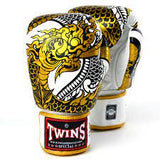 TWINS SPECIAL MUAY THAI BOXING GLOVES Leather 8-16 oz FBGVL3-52 White Gold