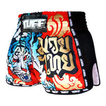 Tuff MS303 Muay Thai Boxing Shorts S-XXL Red Retro Style With Cruel Tiger