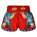 Tuff MS303 Muay Thai Boxing Shorts S-XXL Red Retro Style With Cruel Tiger