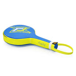 RAJA RTRP-9 MUAY THAI BOXING MMA PUNCH PADDLES AIR FOCUS FOCUS MITTS Cooltex PU Leather 37 x 20 cm Blue Yellow