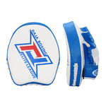 RAJA RTPP-7 CURVED MUAY THAI BOXING MMA PUNCHING SMALL AIR FOCUS MITTS PADS Light Weight Cooltex PU Leather 21 x 17.5 x 3 cm White Blue