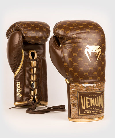VENUM-04483-035 COCO MONOGRAM PRO LACE UP BOXING GLOVES 8-12 oz - GRIZZLY BROWN