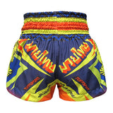 Tuff MS616 Muay Thai Boxing Shorts S-XXL Blue With Double Yellow Tiger