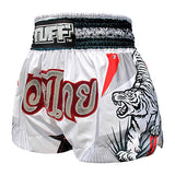 Tuff MS616 Muay Thai Boxing Shorts S-XXL White With Double White Tiger