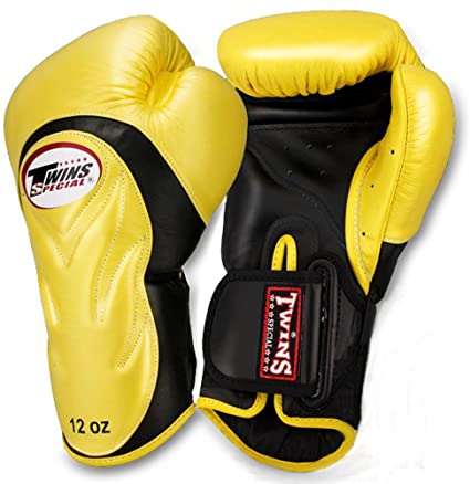 TWINS SPECIAL MUAY THAI BOXING GLOVES Premium cowhide leather 8-16 oz Deluxe BGVL-6 GOLD-BLACK