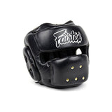 FAIRTEX FULL FACE PROTECTOR HG14 MUAY THAI BOXING MMA SPARRING HEADGEAR HEAD GUARD Leather M-XL Black