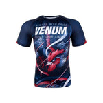 VENUM-03429-411 ROOSTER MMA Muay Thai Boxing Rashguard Compression T-shirt - SHORT SLEEVES XS-XXL Navy Blue Orange