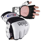 FAIRTEX MMA MUAY THAI BOXING GLOVES Thumb Enclosure Leather FGV17 Size S-XL White Black