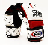 FAIRTEX MMA MUAY THAI BOXING GLOVES Thumb Enclosure Leather FGV17 Size S-XL White Red
