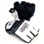 FAIRTEX MMA MUAY THAI BOXING GLOVES Thumb Enclosure Leather FGV17 Size S-XL White Black