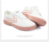 FEIYUE third edition sneakers canvas shoes board shoes trend white shoes 8182 Size 34-39 Female Youth Adult 2 Colors Sole-Pink / Brown-Gold