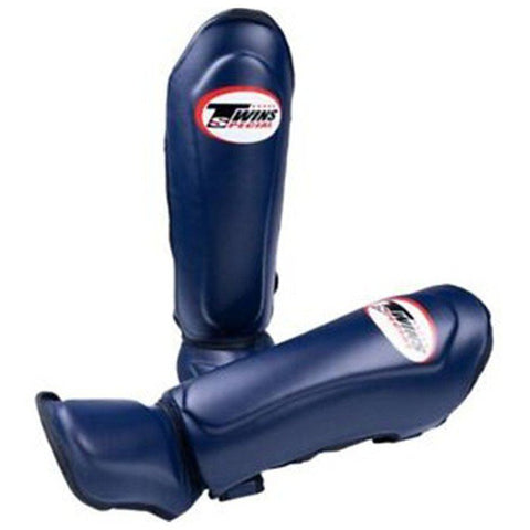 TWINS SPECIAL SGS10 MUAY THAI BOXING MMA SHIN GUARD PROTECTOR Synthetic Leather S-XL Navy