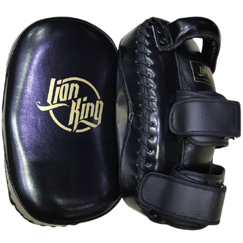 LION KING 0047 MUAY THAI BOXING MMA KICK PADS 2.0 Leather Black