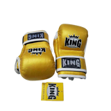 KING MMA MUAY THAI BOXING COMBAT GLOVES Thumb Enclosure Premium Leather Size S Gold