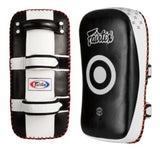 FAIRTEX KPLC3 CURVED MUAY THAI BOXING MMA KICK PADS Size Extra Thick Cowhide Leather Black White