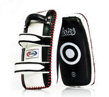 FAIRTEX KPLC2 CURVED MUAY THAI BOXING MMA KICK PADS Size Standard Cowhide Leather Black White