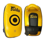 FAIRTEX LIGHT WEIGHT KPLC6 CURVED MUAY THAI BOXING MMA SMALL KICK PADS Size Free Leather Gold Black