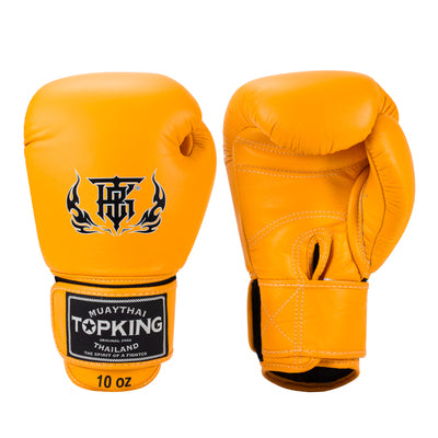 Top King TKBGUV MUAY THAI BOXING GLOVES Long cuffs Cowhide Leather 8-16 oz Yellow