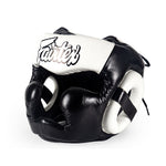 FAIRTEX DIAGONAL VISION HG13 Lace-Up Head MUAY THAI BOXING MMA SPARRING HEADGEAR HEAD GUARD PROTECTOR Leather M-XL Black White